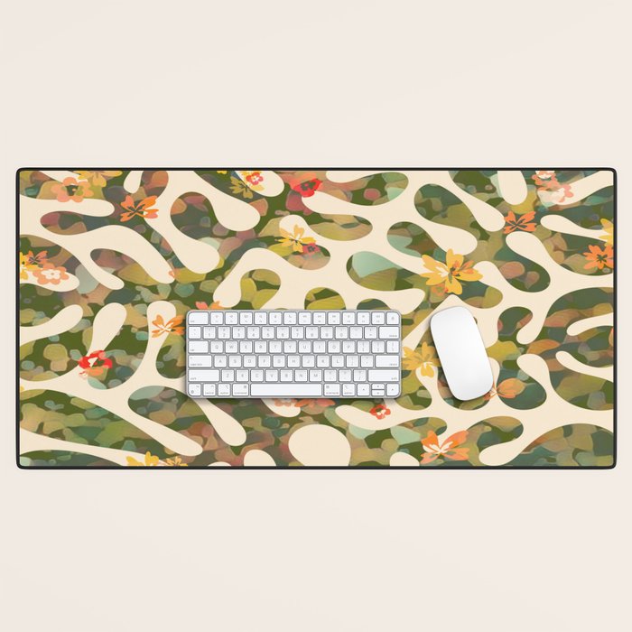 Matisse Inspired Colorful Abstract Leaves with Flowers Desk Mat Gallery Image 1