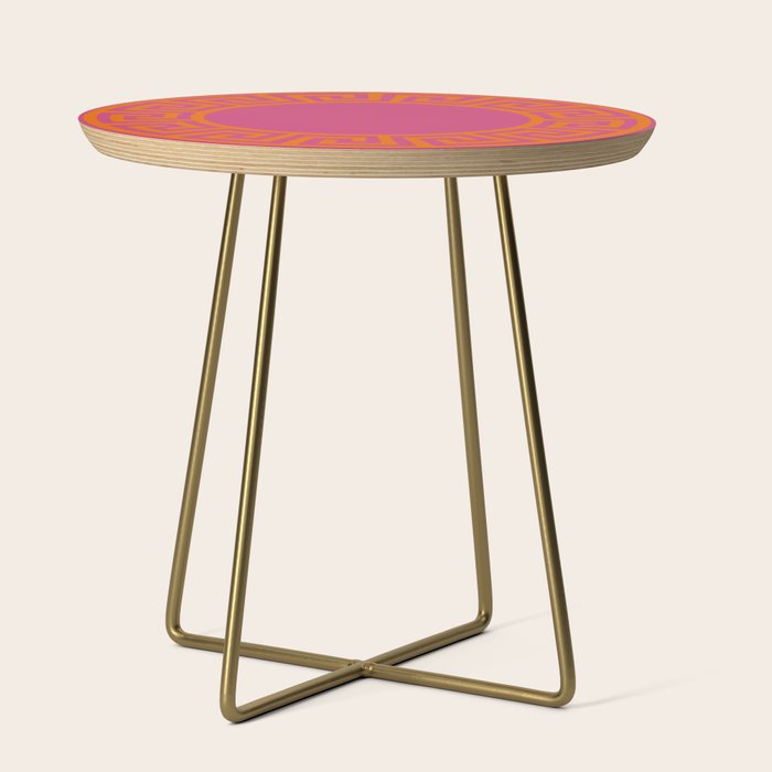 Pink Greek Key Print Side Table Gallery Image 1