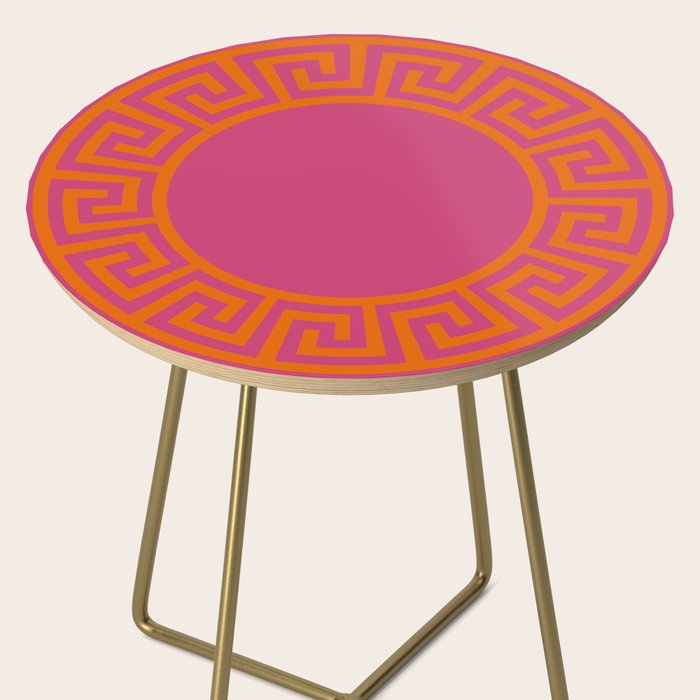 Pink Greek Key Print Side Table Gallery Image 2