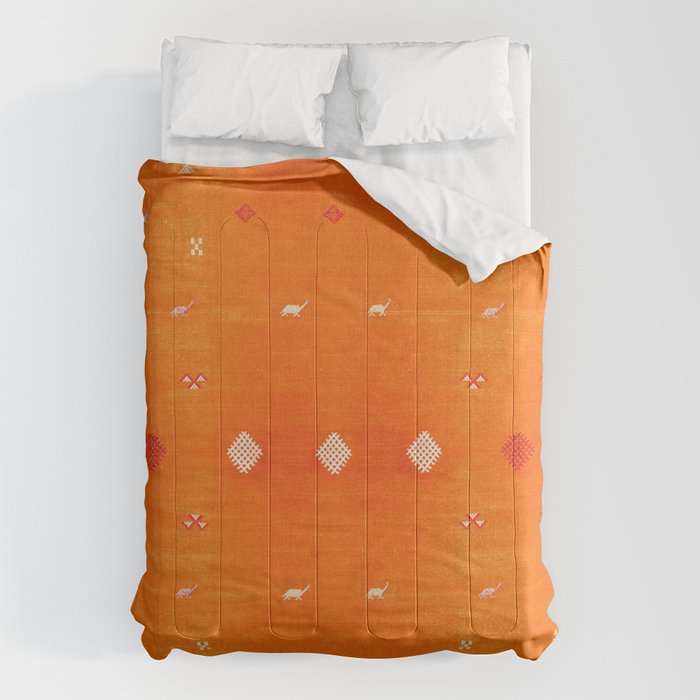 Orange Oriental Traditional Creative Berber Moroccan Fabric Style Comforter Gallery Image 6