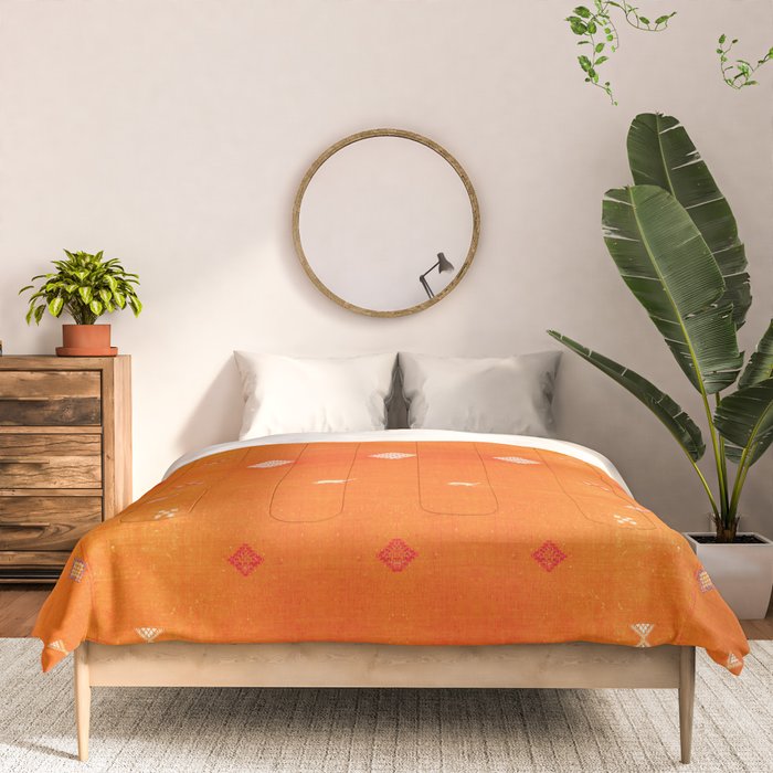 Orange Oriental Traditional Creative Berber Moroccan Fabric Style Comforter Gallery Image 3