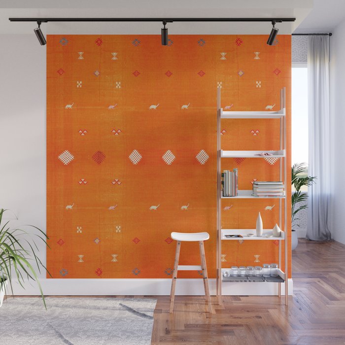Orange Oriental Traditional Creative Berber Moroccan Fabric Style Wall Mural Gallery Image 1