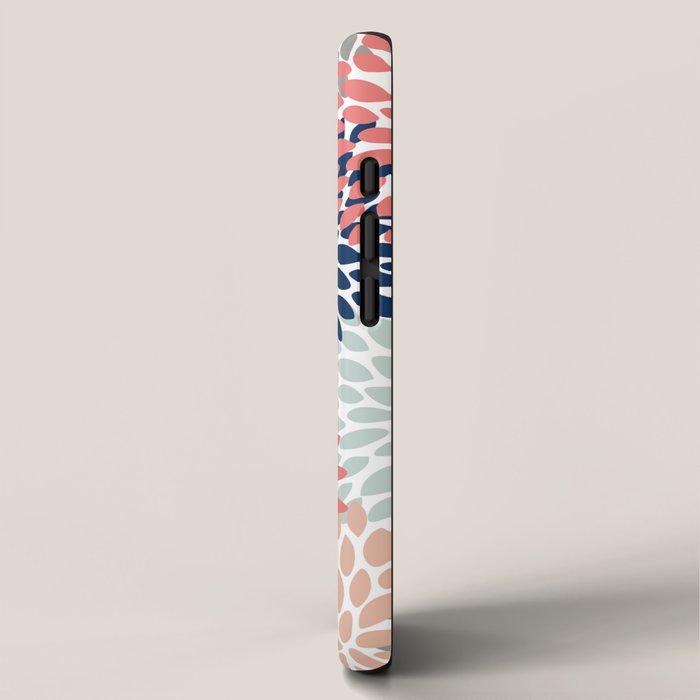 Festive, Flowers Print, Blue, Coral, Aqua, Gray iPhone Case Gallery Image 2