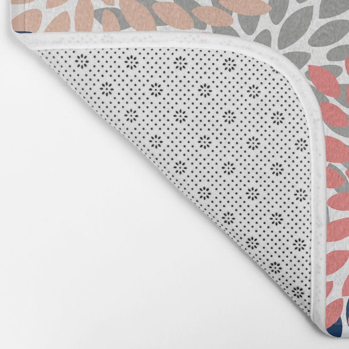 Festive, Flowers Print, Blue, Coral, Aqua, Gray Bath Mat Gallery Image 2