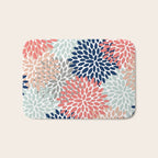 Festive, Flowers Print, Blue, Coral, Aqua, Gray Bath Mat Gallery Image 1