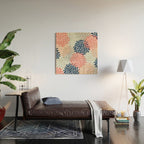 Festive, Flowers Print, Blue, Coral, Aqua, Gray Wood Wall Art Gallery Image 2