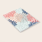 Festive, Flowers Print, Blue, Coral, Aqua, Gray Notebook Gallery Image 3