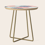 Festive, Flowers Print, Blue, Coral, Aqua, Gray Side Table Gallery Image 1