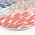 Festive, Flowers Print, Blue, Coral, Aqua, Gray Bath Mat Gallery Image 3