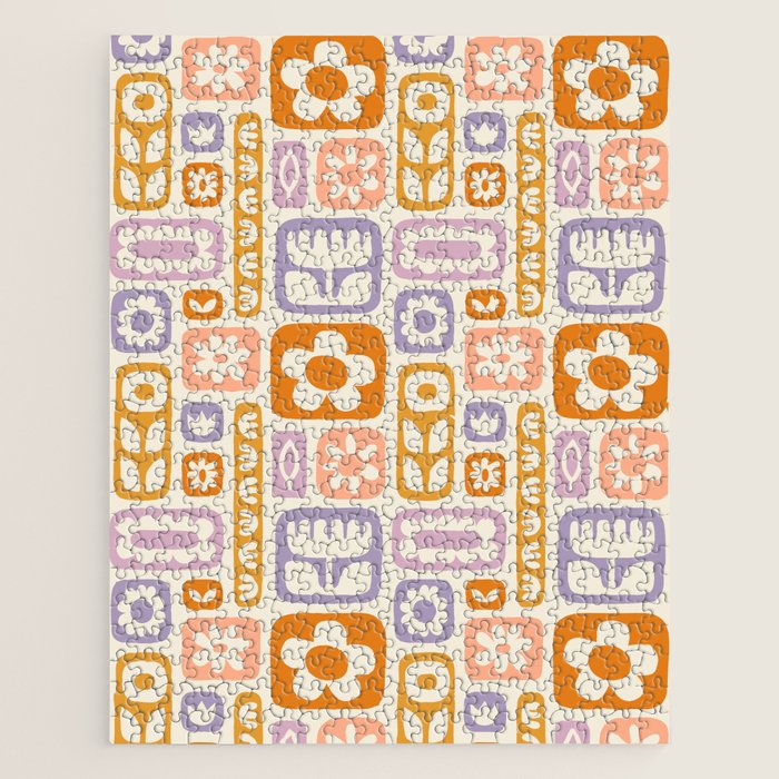 Vintage scandinavian floral art pattern Jigsaw Puzzle Gallery Image 1