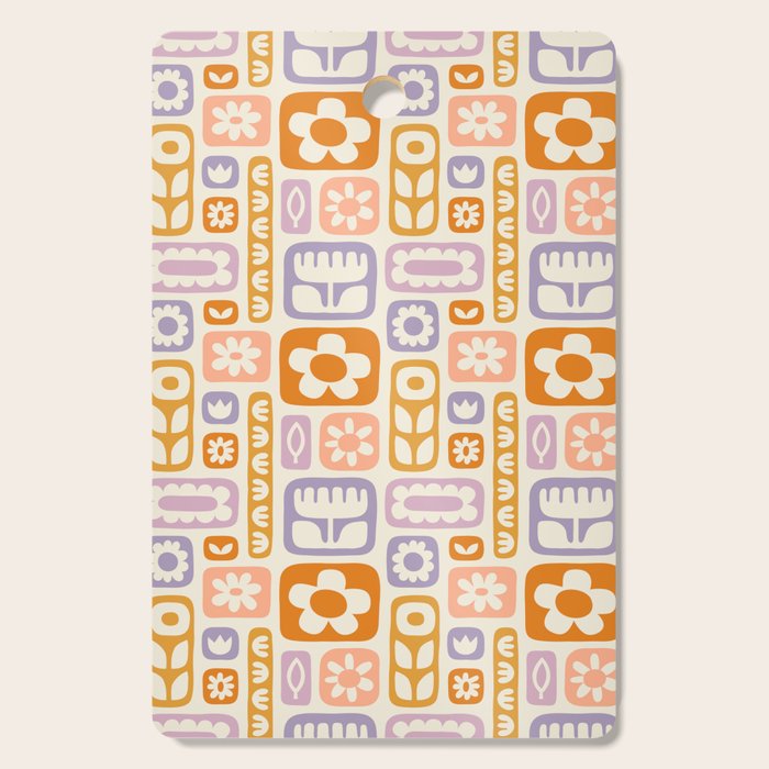 Vintage scandinavian floral art pattern Cutting Board Gallery Image 1