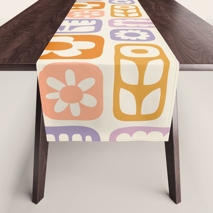 Vintage scandinavian floral art pattern Table Runner Gallery Image 1