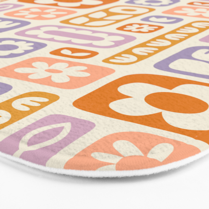 Vintage scandinavian floral art pattern Bath Mat Gallery Image 3