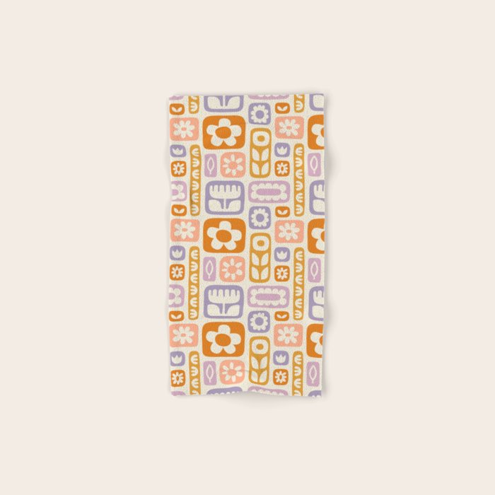 Vintage scandinavian floral art pattern Bath Towel Gallery Image 1
