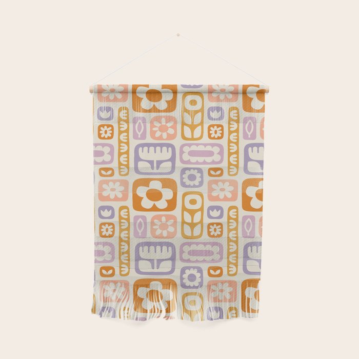 Vintage scandinavian floral art pattern Wall Hanging Gallery Image 1
