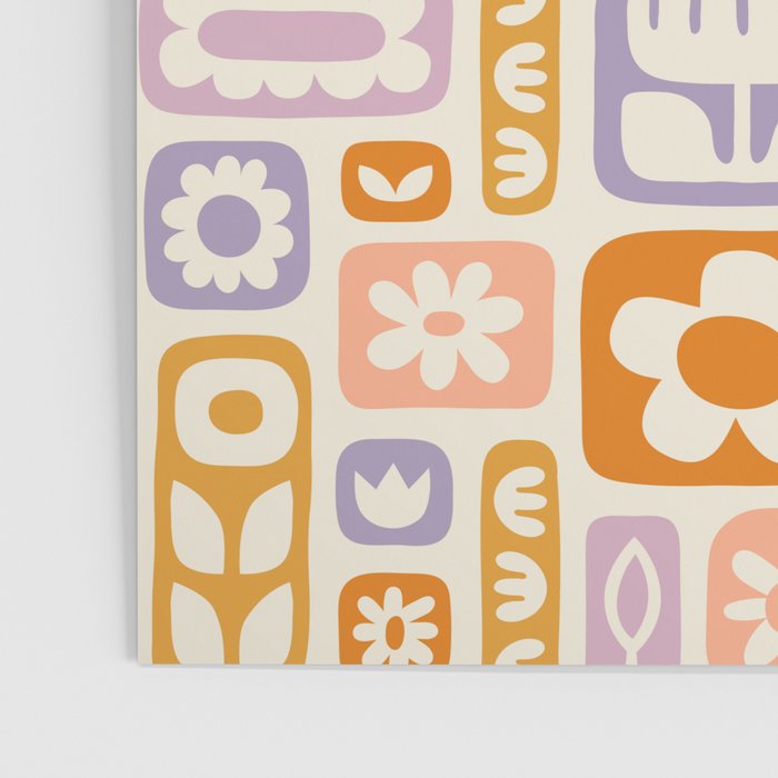 Vintage scandinavian floral art pattern Poster Gallery Image 3