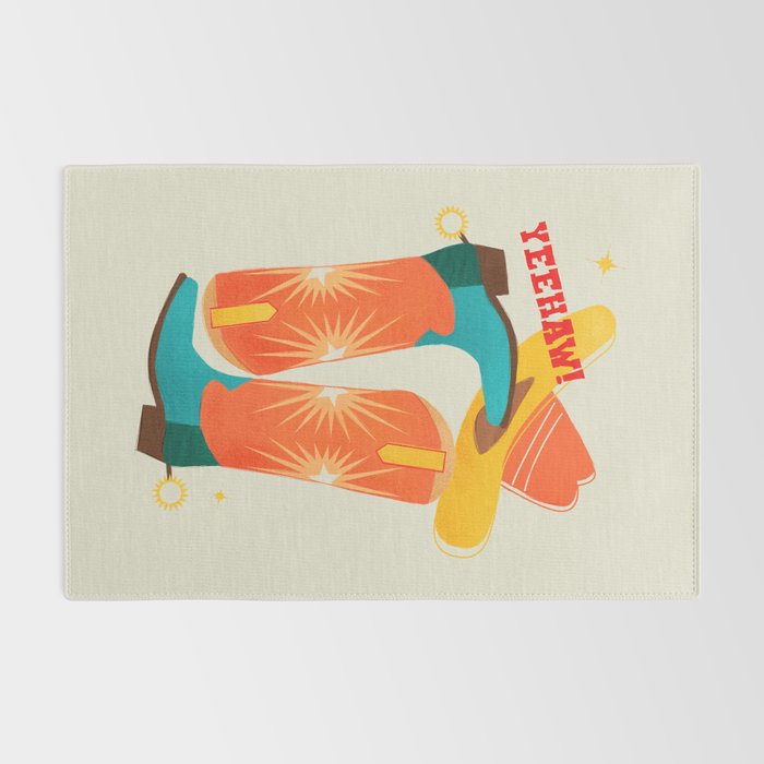 Yeehaw! Bright Cowboy Boots Rug Gallery Image 2