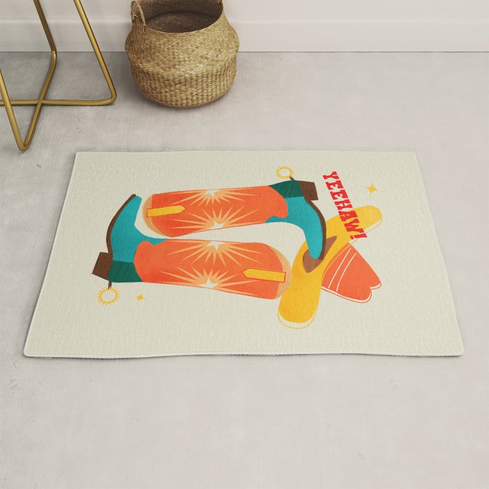 Yeehaw! Bright Cowboy Boots Rug Gallery Image 1