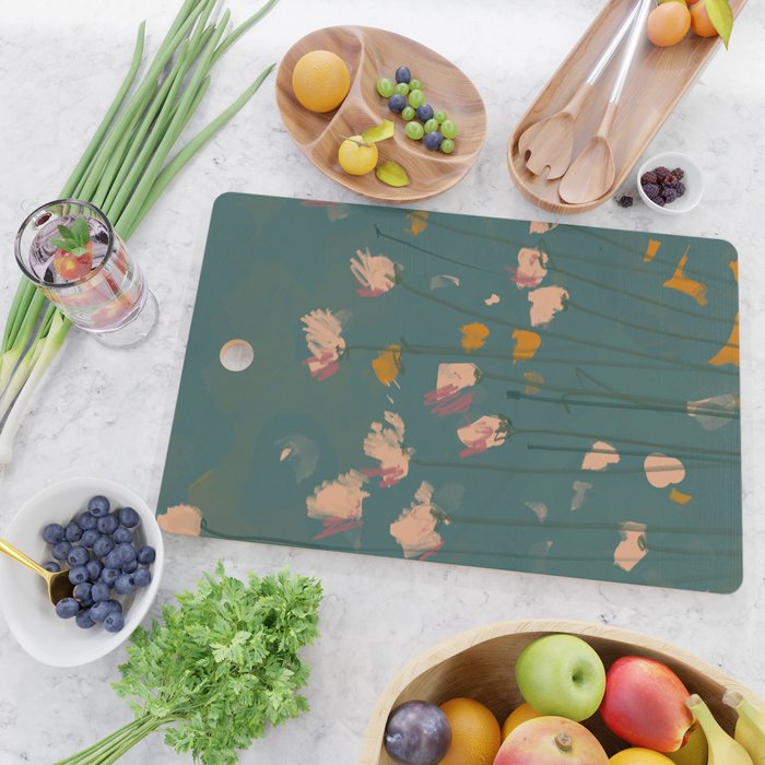 Pastel Floral on Emerald Green Cutting Board Gallery Image 2