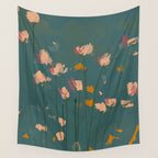 Pastel Floral on Emerald Green Wall Tapestry Gallery Image 4