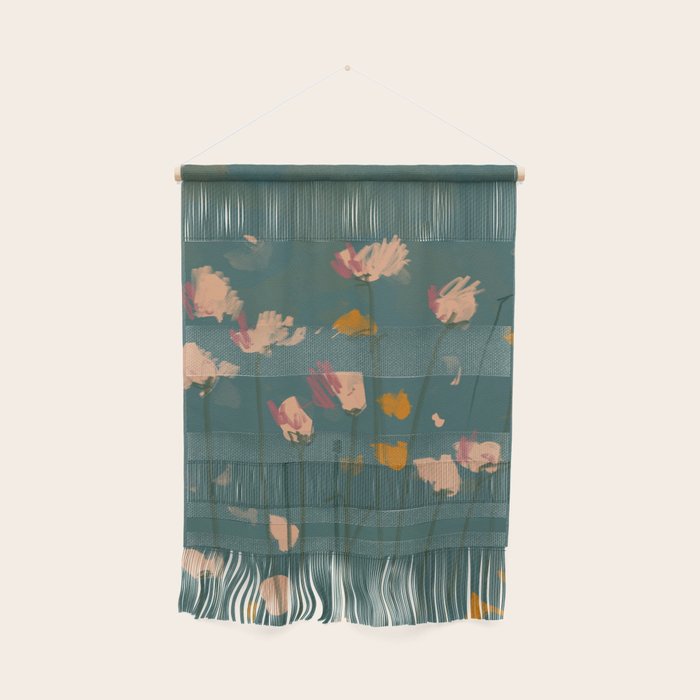 Pastel Floral on Emerald Green Wall Hanging Gallery Image 1