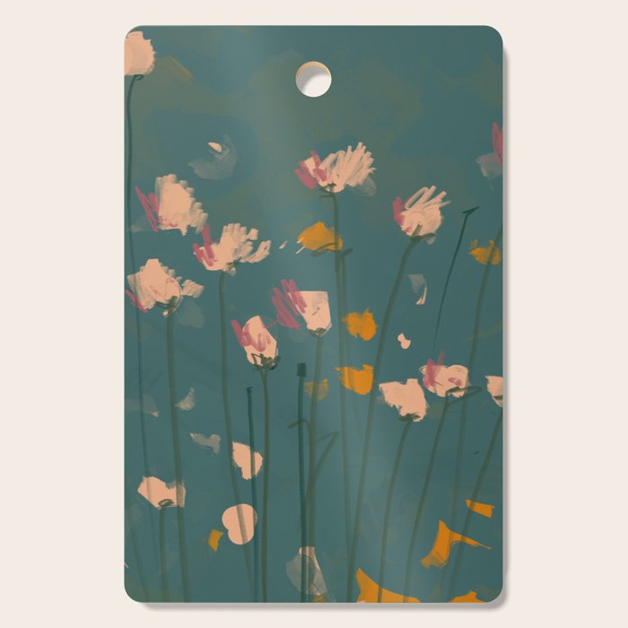 Pastel Floral on Emerald Green Cutting Board Gallery Image 1