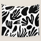 Black and white organic nature art pattern Wall Tapestry Gallery Image 4