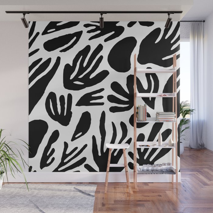 Black and white organic nature art pattern Wall Mural Gallery Image 1