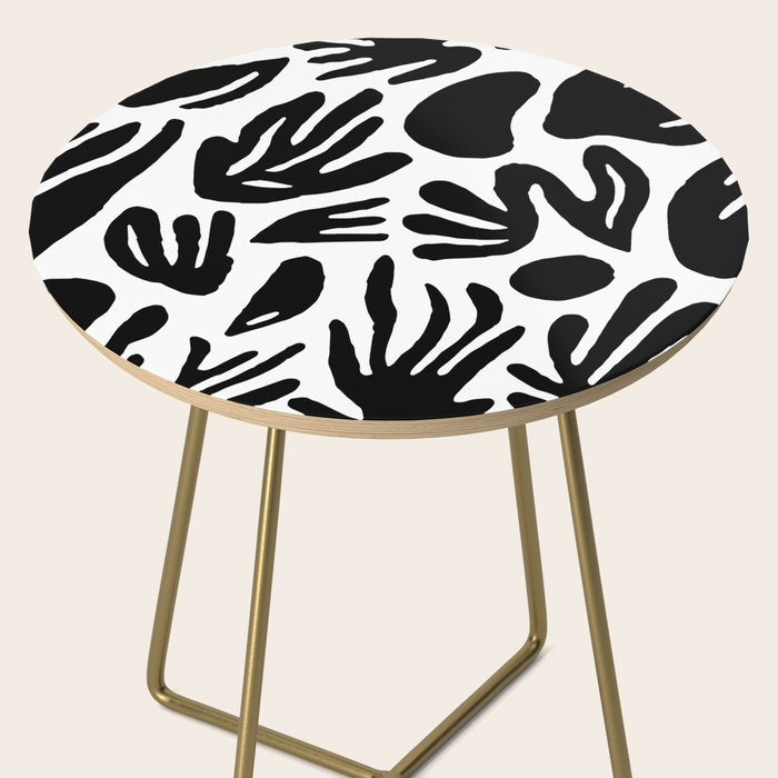 Black and white organic nature art pattern Side Table Gallery Image 2
