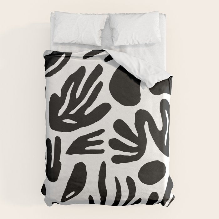 Black and white organic nature art pattern Duvet Cover Gallery Image 1