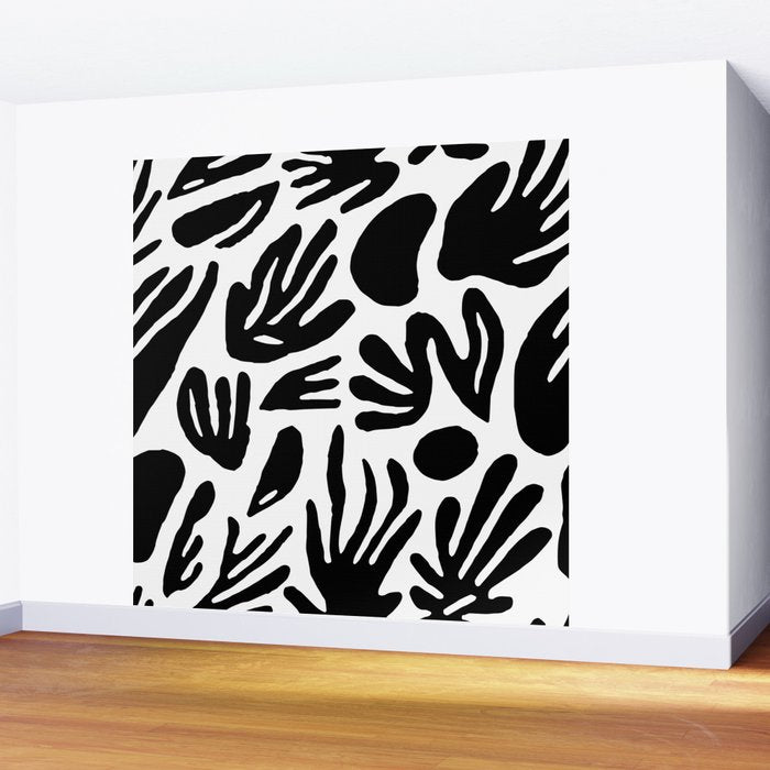 Black and white organic nature art pattern Wall Mural Gallery Image 2