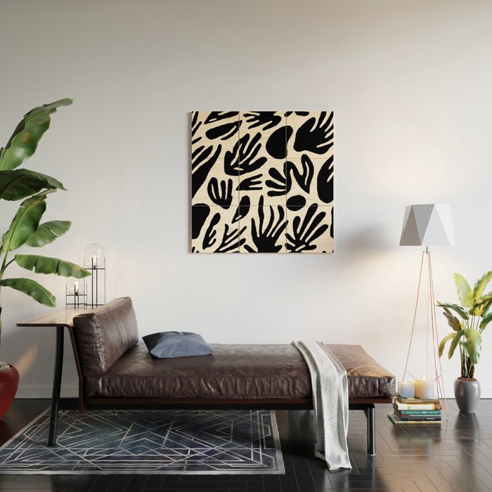 Black and white organic nature art pattern Wood Wall Art Gallery Image 2
