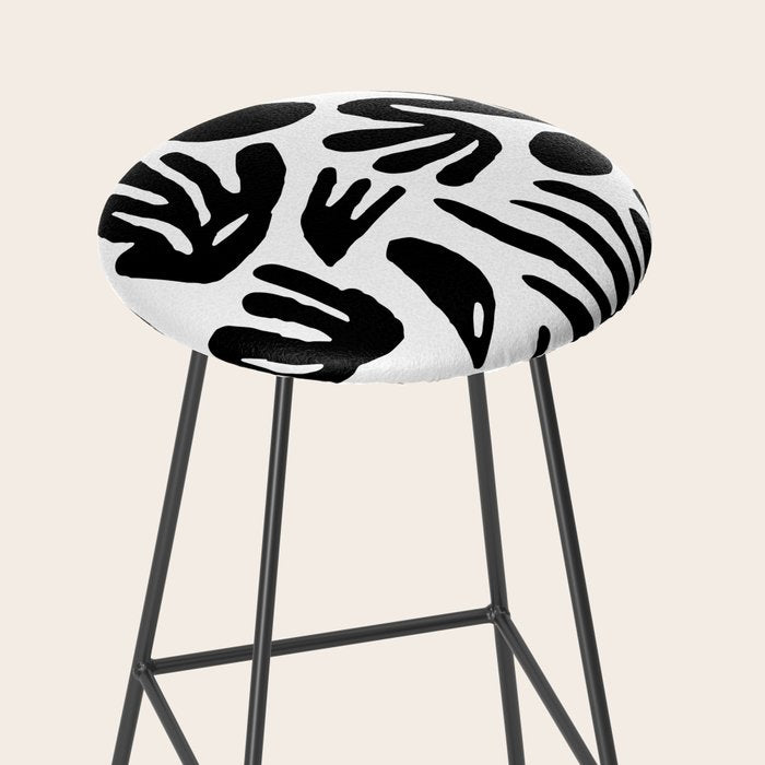 Black and white organic nature art pattern Stool Gallery Image 2