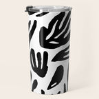 Black and white organic nature art pattern Travel Mug Gallery Image 3