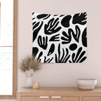 Black and white organic nature art pattern Wall Tapestry Gallery Image 2