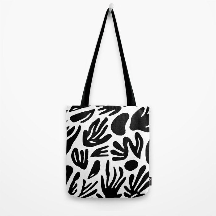 Black and white organic nature art pattern Tote Bag Gallery Image 2