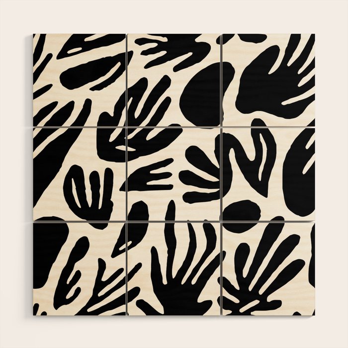 Black and white organic nature art pattern Wood Wall Art Gallery Image 1