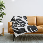 Black and white organic nature art pattern Throw Blanket Gallery Image 1