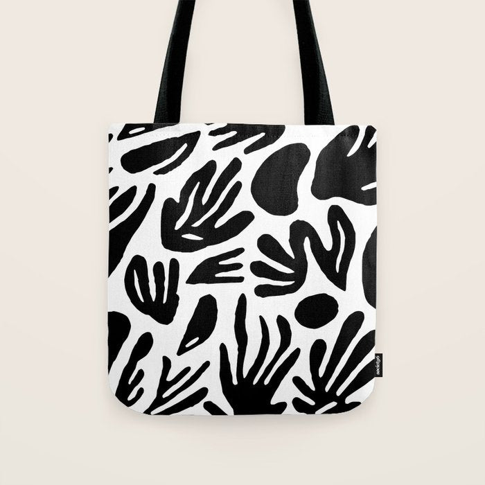 Black and white organic nature art pattern Tote Bag Gallery Image 1