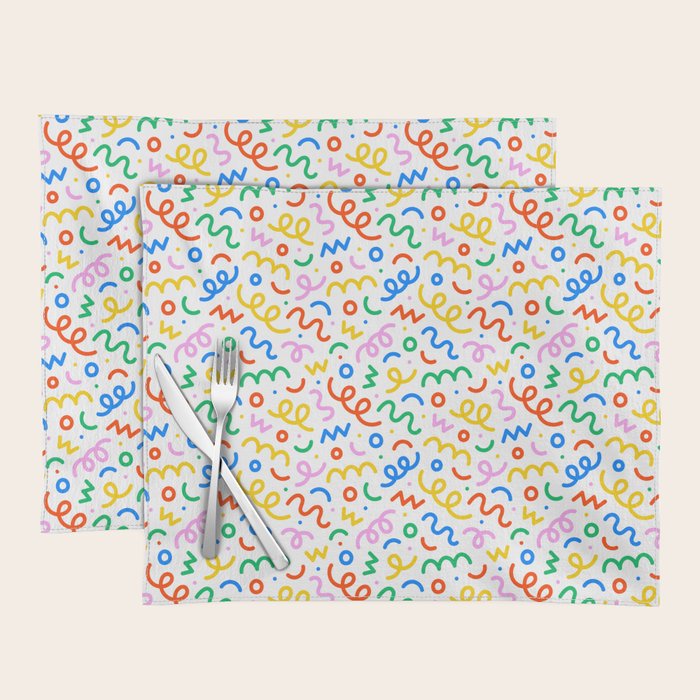 Fun colorful doodle art pattern Placemat Gallery Image 1