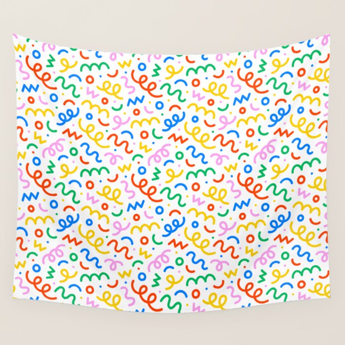 Fun colorful doodle art pattern Wall Tapestry Gallery Image 4