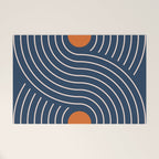 Geometric Lines in Navy and Orange (Rainbow and Moon Phases Abstract) Welcome Mat Gallery Image 1