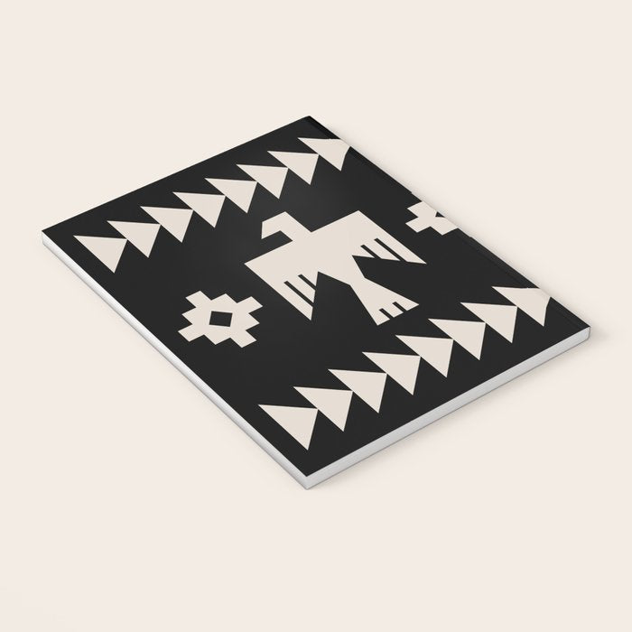 Southwestern Eagle and Arrow Pattern 121 Black and Linen White Notebook Gallery Image 3