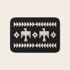 Southwestern Eagle and Arrow Pattern 121 Black and Linen White Bath Mat Gallery Image 1