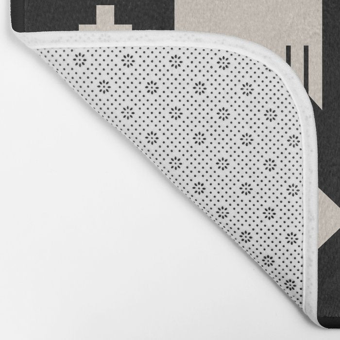 Southwestern Eagle and Arrow Pattern 121 Black and Linen White Bath Mat Gallery Image 2