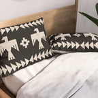 Southwestern Eagle and Arrow Pattern 121 Black and Linen White Pillow Sham Gallery Image 2