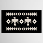 Southwestern Eagle and Arrow Pattern 121 Black and Linen White Tablecloth Gallery Image 2
