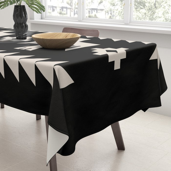 Southwestern Eagle and Arrow Pattern 121 Black and Linen White Tablecloth Gallery Image 3