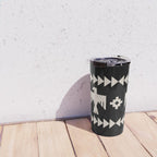 Southwestern Eagle and Arrow Pattern 121 Black and Linen White Travel Mug Gallery Image 4