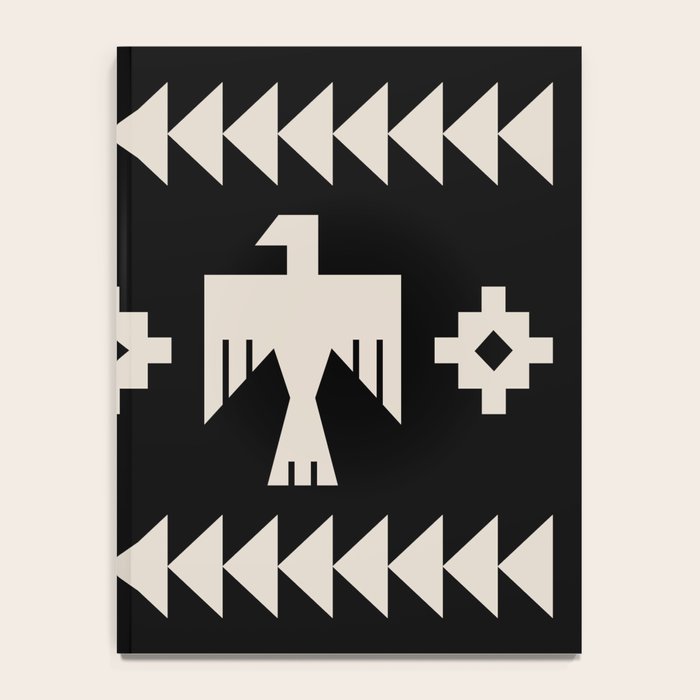 Southwestern Eagle and Arrow Pattern 121 Black and Linen White Notebook Gallery Image 4